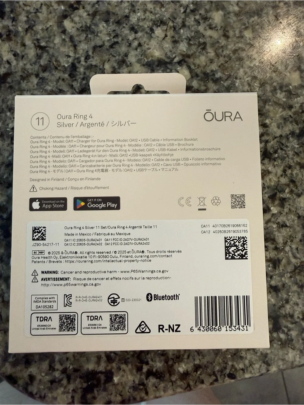 Oura Ring 4 Silver Boxed (Size 11)
